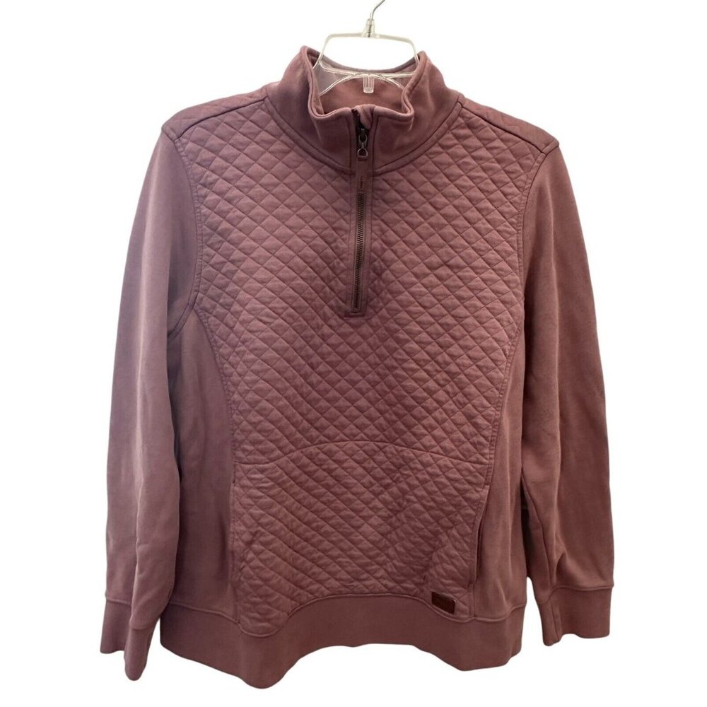 L.L. Bean Women's Quilted Half-Zip Sweatshirt in Mauve